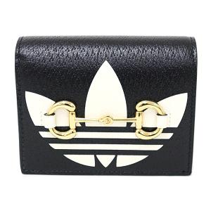 グッチ × アディダス GUCCI × adidas コラボ カードケース ショルダーウォレット ホースビット 702248 ブラック ゴールド金具 未使用品｜kadusaya78