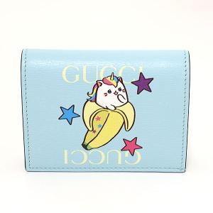 グッチ GUCCI ばなにゃ カードケース ウォレット  ブルー レザー レインボーばなにゃ 701009 未使用品｜kadusaya78