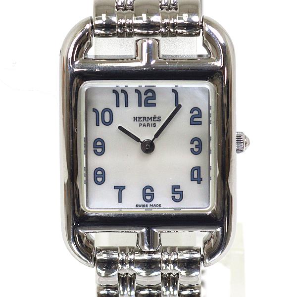 HERMES エルメス レディース腕時計 ケープコッド CC1.210 ホワイトシェル文字盤 クォー...