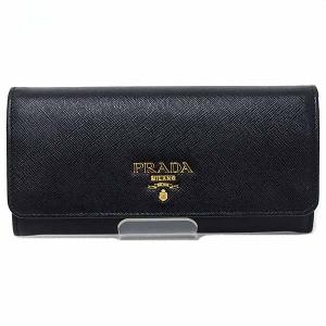 プラダ PRADA サフィアーノレザー 財布 パスケース付き 長財布 1MH132_QWA_F0002 ブラック NERO 【中古】Sランク