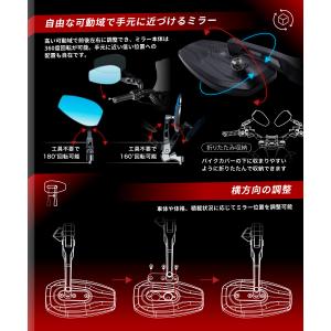 バイク ミラー バイクミラー 折りたたみ 10...の詳細画像5