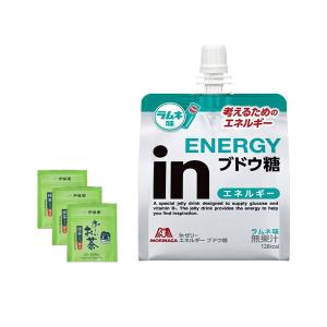 森永 inゼリー エネルギー ブドウ糖 ラムネ味 180g×6本 伊藤園ティーバッグ3袋 おまけ付｜kaeruchansenta