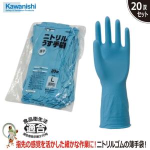 手袋 ♯2053 ニトリル薄手袋【20双組】川西工業 薄手タイプ ニトリルゴム 食品衛生法