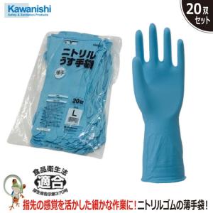 手袋 ♯2053 ニトリル薄手袋【20双組】川西工業 薄手タイプ ニトリルゴム 食品衛生法｜kaerukamo