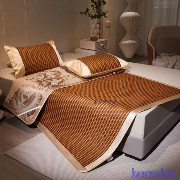 ベッドシーツ 籐マット ベッドパッド 涼しいマット 枕カバー付き 折り畳み式 ゴムバンド付き 涼しい...