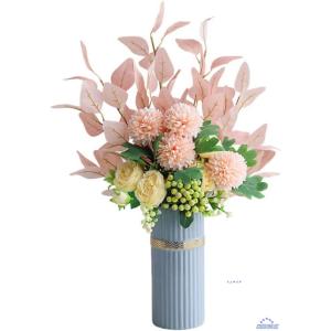 造花と花瓶 家の装飾と結婚式のための花瓶と人工シルクフラワーフラワーアレンジメントバレンタインデーのギフトフェイクフラワー あらゆる空間に