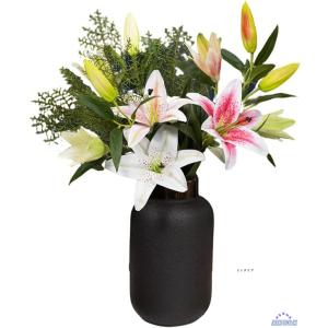 人工ユリラテックス偽の花とセラミック花瓶結婚式の...の商品画像