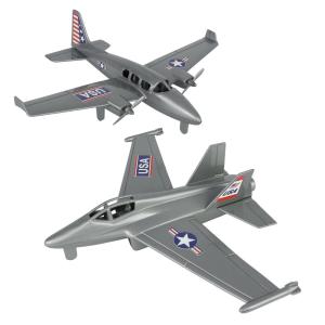 TimMee Prop Plane and Fighter Jet 2pc Silver Gray Plastic Army Men Air Supの商品画像