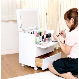 化粧台 ドレッサー 鏡台 白 コンパクト ミニ ロー キャスター 姫系 姫