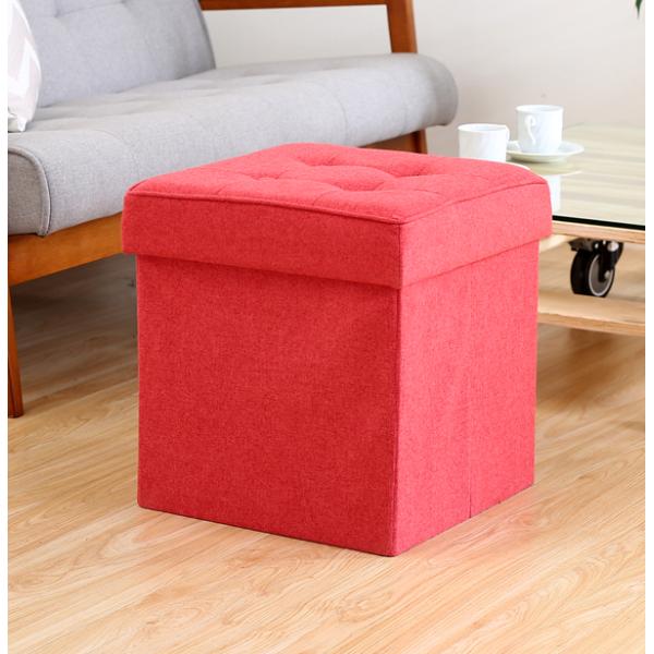 レッド 赤 収納ボックス 衣類 収納 椅子 チェア イス オットマン スツール 玄関 腰掛け ベンチ