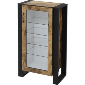 キャビネット チェッカーガラス 側面ガラス アンティークホワイト 48.5