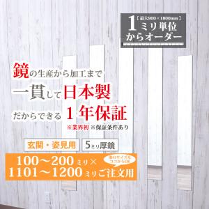 玄関鏡 姿見 横長 縦長 両方対応 おしゃれ オーダーミラー 日本製 ガラス 100-200 mm × 1100-1200 mm ご注文用 大阪 鏡販売 1年保証｜kagami-senmonten