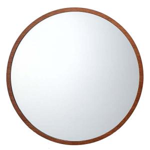 鏡 壁掛け ミラー 壁掛け鏡 ウォールミラー （木 茶 茶色 ブラウン色 ウォールナット色仕上げ）（直径55cm）：AaM-5r60｜kagami