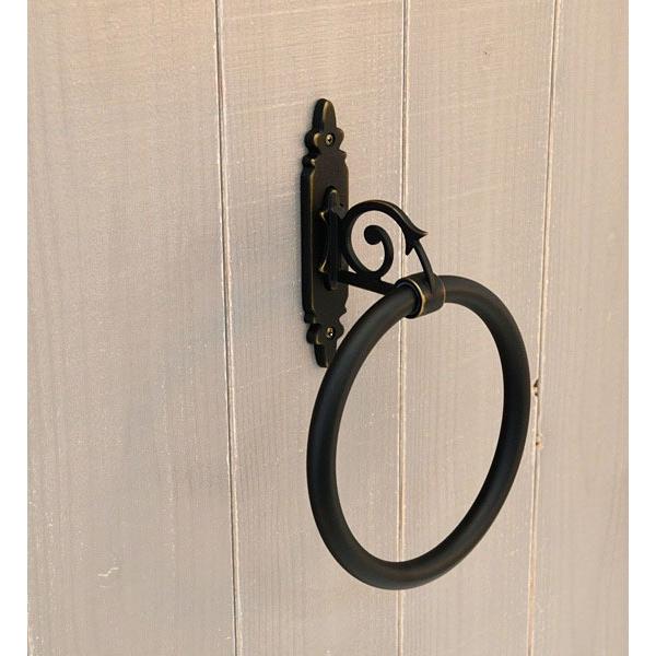 タオルリング 幅16.5cm 黒色 ブラック タオル掛け トイレ 洗面所 バスルーム フェイスタオル...