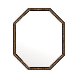 鏡 ミラー 壁掛け鏡 壁掛けミラー ウオールミラー （八角 八角形 オクタゴン）：ボーン ナポリ カッパー 八角形鏡372mmx472mm｜kagami