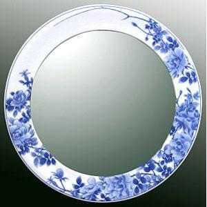 鏡 ミラー 壁掛け鏡 ウオールミラー（有田焼 伊万里焼 陶器 磁器）：yt