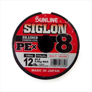 0.8号 100m 12LB サンライン PEライン シグロン x8 ブレイド 連結可 600ｍまで マルチカラー 5色分け 国産8本ヨリ 雷魚 @｜kagawaenbikougyouys