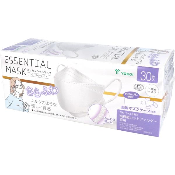 不織布マスク さらふわ ESSENTIAL MASK パールホワイト 白 30枚入 FD30-WH ...