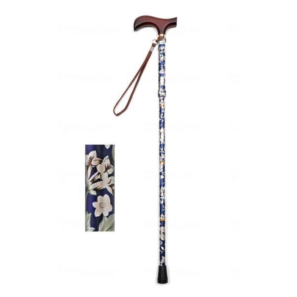 ウェルファン 夢ライフステッキ 柄杖折りたたみ伸縮型 花ネイビー 杖 敬老の日 プレゼント ギフト ...