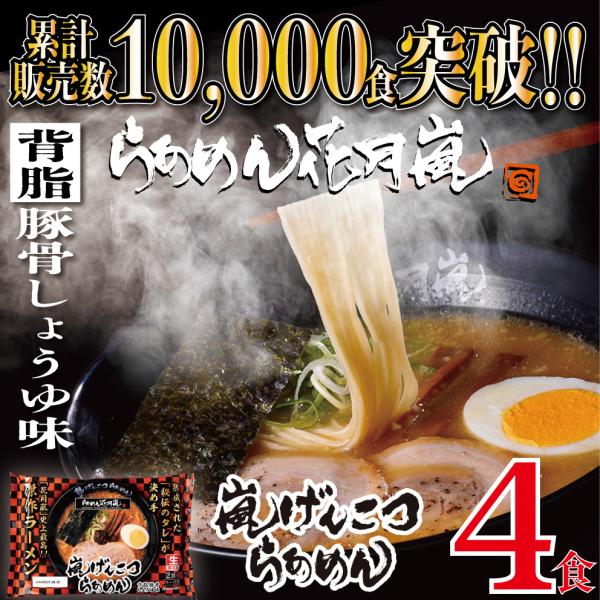 おためし 嵐げんこつらあめん 背脂豚骨しょうゆ味 2パックセット 4食入【商品\1,000+送料\7...