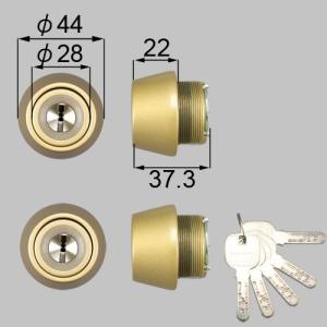 TOSTEM【トステム】  BFフォルマ MIWA交換用 ＪＮシリンダー (MIWA KABA)  2個同一 刻印： ＱＤＤ835 ・ ＱＤＣ18 ・ ＱＤＣ19 ゴールド色 【送料無料】｜kagiproshop