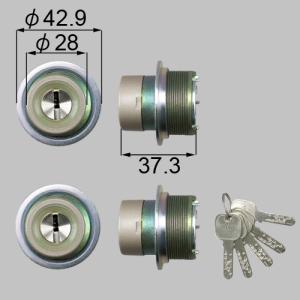 TOSTEM【トステム】 プレナスS MIWA交換用 ＪＮシリンダーセット2個同一　ドア厚33mm用 刻印： ＱＤＤ835 ・ ＱＤＣ151 ・ ＱＤＣ19 シャイングレー色｜kagiproshop