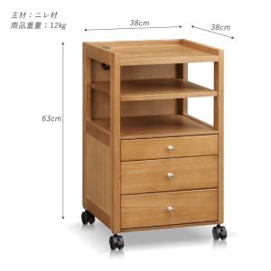 サイドテーブル 木製 ナイトテーブル キャスタ...の詳細画像2