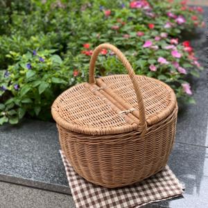 アタ雑貨 網目均一 綺麗 角蓋付バスケット バリ島 エスニック