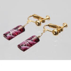 ぶらさげ型 イヤリング 紫色 ガラス アクセサリー 【薩摩切子 鹿児島