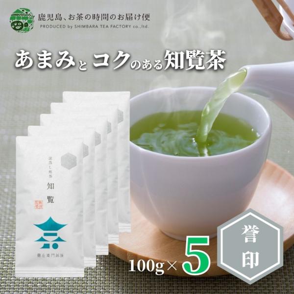 送料無料 知覧茶 老舗 深むし茶 茶葉 知覧誉印 100ｇ×5本セット