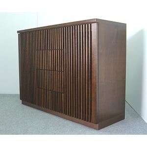 サイドボード 120 キャビネット 和 家具 開き戸リビングボード 和風 食器棚 格子 電話台 国産 大川家具 高級 FAX台 日本製 タモ無垢材 完成品 北欧 モダン