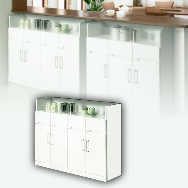 １２０ カウンター下収納庫 キッチン収納 ホワイト 白 食器棚 カップボード 北欧