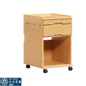 大川家具　木製サイドテーブル 引き出し付き キャスター付き 92384_a01.jpg