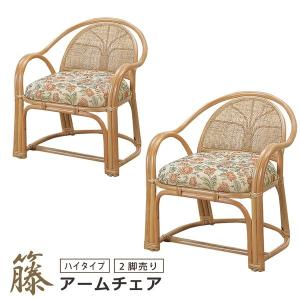 今枝商店 籐 スツール 2個組 円形 クッション付 高さ40cm （ 椅子 籐
