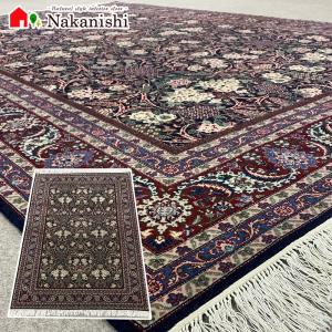 アクセント　ラグ　絨毯　カーペット　ウール　中国段通　約4畳　約180×270cm　230段　ネイビー系　dt-017