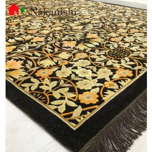 アクセント　ラグ　絨毯　カーペット　シルク　中国段通　約1.5畳　約138.5×199cm　120段　イエロー系　dt-1001