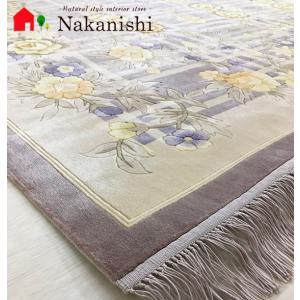 アクセント　ラグ　絨毯　カーペット　シルク　中国段通　約3畳　約169.5×246.5cm　120段　パープル系　dt-1006