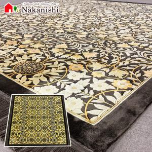 アクセント　ラグ　絨毯　カーペット　シルク　中国段通　約4.5畳　約245.5×249cm　120段　ブラウン系　dt-1008