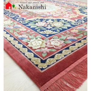 アクセント　ラグ　絨毯　カーペット　シルク　中国段通　約3畳　約169.5×247cm　120段　レッド系　dt-1015