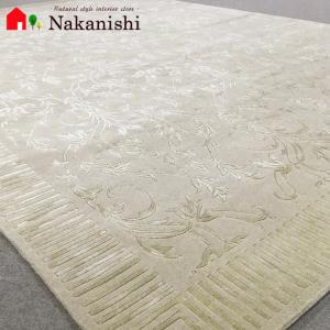 アクセント　ラグ　絨毯　カーペット　ヤク シルク　中国段通　約3畳　約166×241cm　ベージュ系　dt-151