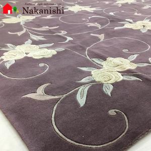 アクセント　ラグ　絨毯　カーペット　ウール　シルク　中国段通　約3畳　約203×242cm　150段　ブラウン系　dt-173