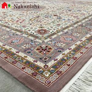 アクセント　ラグ　絨毯　カーペット　ウール　中国段通　約6畳　約250×325cm　150段　ローズ系　dt-207