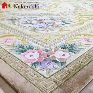 アクセント　ラグ　絨毯　カーペット　シルク　中国段通　約6畳　約243.5×301cm　120段　イエロー系　dt-232