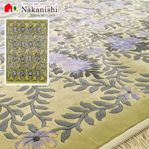 アクセント　ラグ　絨毯　カーペット　シルク　中国段通　約3畳　約167.5×247cm　120段　イエローグリーン系　dt-3000