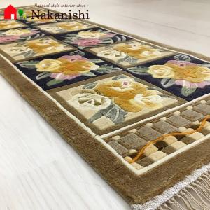 玄関マット シルク 中国段通 約62.5×93cm 260段 レッド系 dt-a320