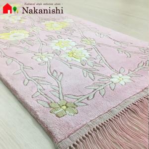 中国シルク段通 シルク絨毯 最高級 260段 ロングの玄関マット