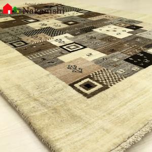 【ギャッベラグ 約120×182cm Maze~迷路~】GABBEH・ギャッペ(ギャべ)・イラン製・カーペット・ラグ・絨毯(じゅうたん)・ブラウン系