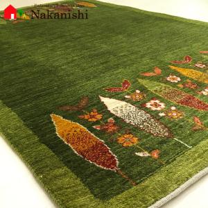 【ギャッベラグ 約117.5×180.5cm はちみつぶんぶん】GABBEH・ギャッペ(ギャべ)・イラン製・カーペット・ラグ・絨毯(じゅうたん)・グリーン系