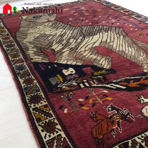 【オールド ギャッベラグ 約137×205cm キングダム】GABBEH・ギャッペ(ギャべ)・イラン製・カーペット・ラグ・絨毯(じゅうたん)・レッド