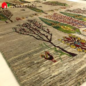 【ギャッベラグ 約165.5×248.5cm 森の音楽隊】GABBEH・ギャッペ(ギャべ)・イラン製・玄関マット・カーペット・ラグ・絨毯(じゅうたん)・ナチュラル系